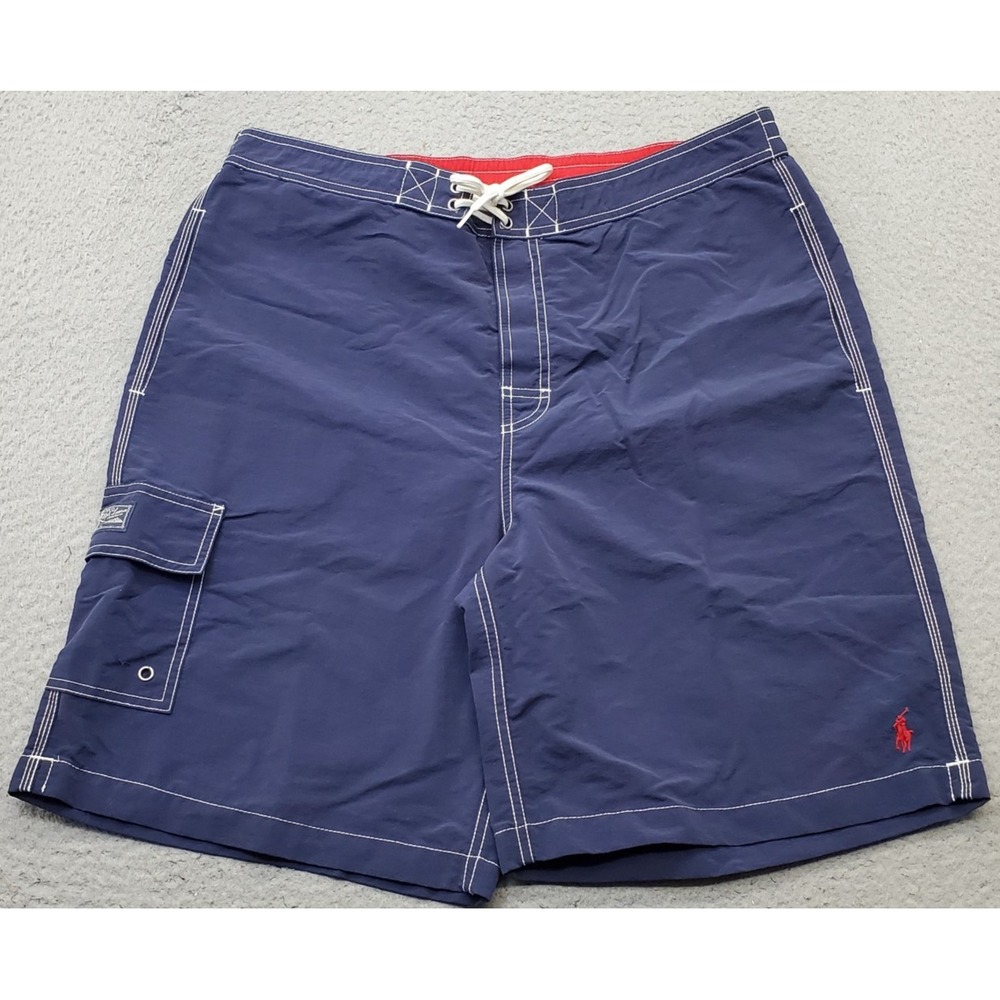 Polo Ralph Lauren Swim Trunks Board Shorts Mens Large Blue Mesh Lined Drawstring